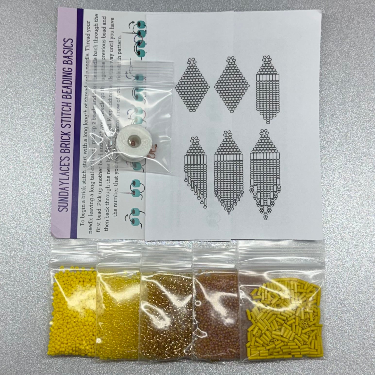 Yellow Themed Dangle Earring Starter Brick Stitch Bead Kit, Promotions Sundaylace Creations & Bling