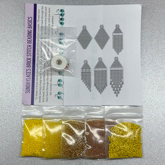 Yellow Themed Dangle Earring Starter Brick Stitch Bead Kit, Promotions Sundaylace Creations & Bling