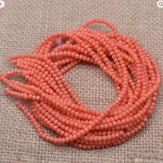 3mm Coral Colour Bicone Glass Beads 100pcs Bicone/Rondelle