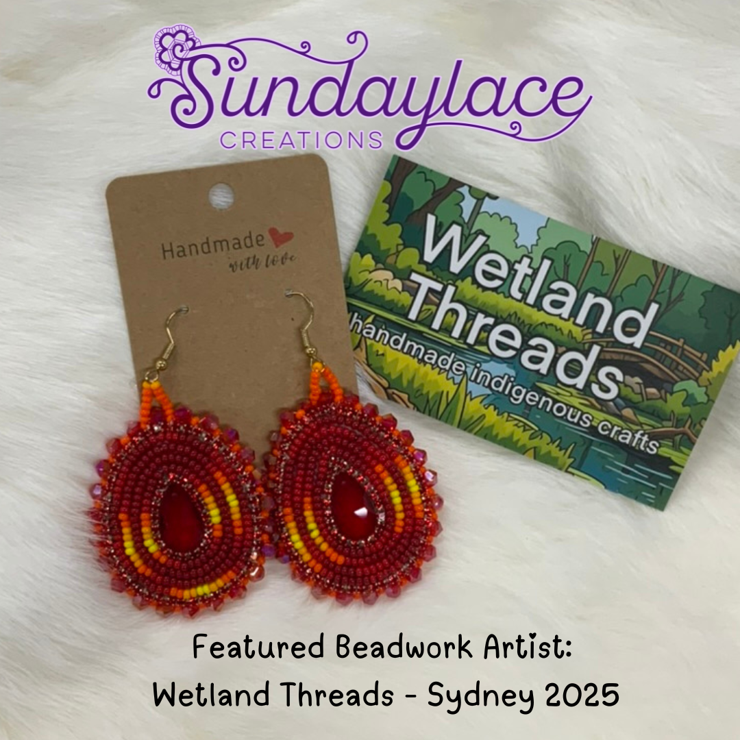 45mm Flame Fire Coloured Red Beauties on Hooks, Beaded Earring - Sold by Sundaylace Creations Beadwork