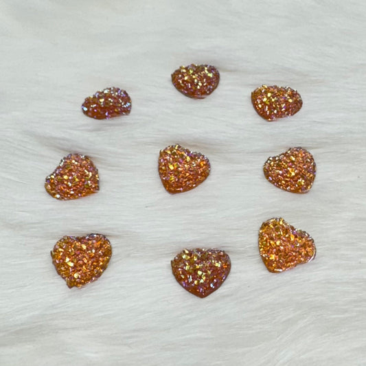 12mm AB Heart Druzy Texture Glue on Resin Gem (Sold in Pair) Resin Gems