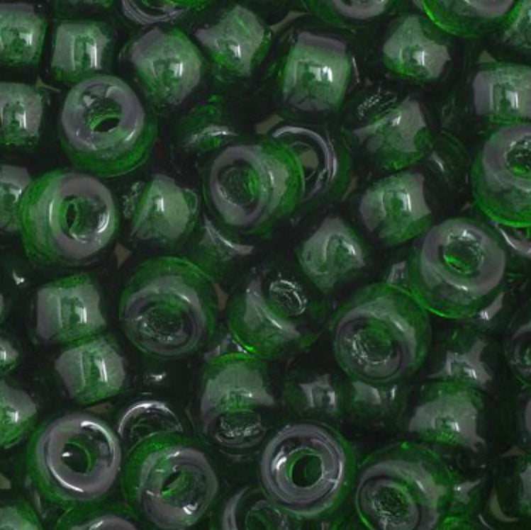 6mm Preciosa Glass Mini Crow Beads Transparent Dark Green (500pcs) 6/0 Pony Beads