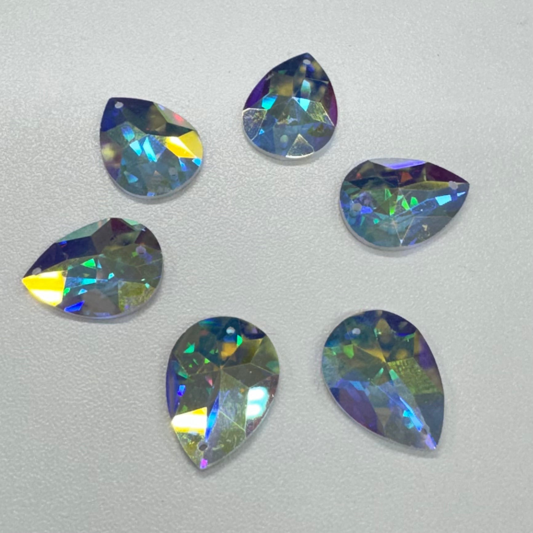 17*12mm AB 8-Pointed Star design Teardrop, Strass Glass Sew on, Fancy Glass Gem (Sold in Pair) Fancy Glass Gems