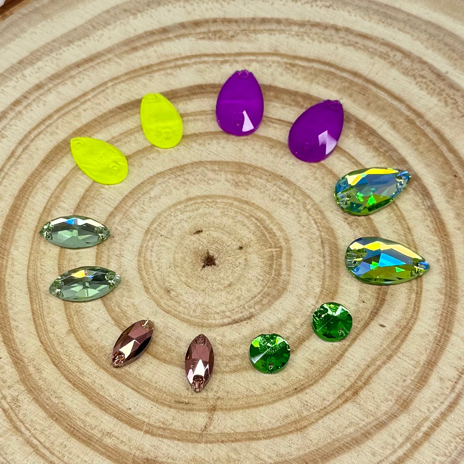 “Fresh Rose” 6 Glass Gem Promotions Set Sundaylace Creations & Bling
