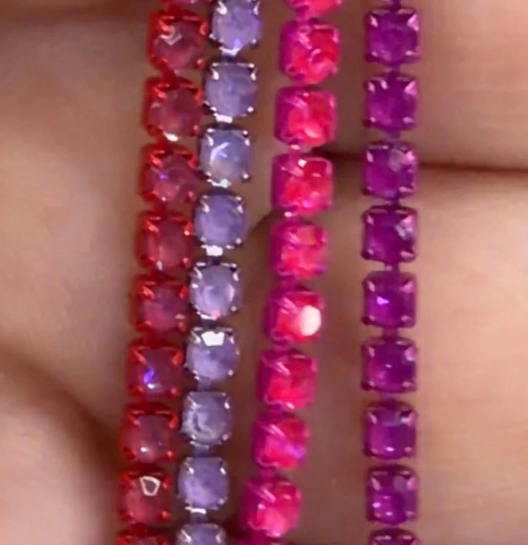 “Love Hearts” Ss6 Pink-Purple AB Opal Rhinestone Chain Set 4 x 1 Yard Sundaylace Creations & Bling