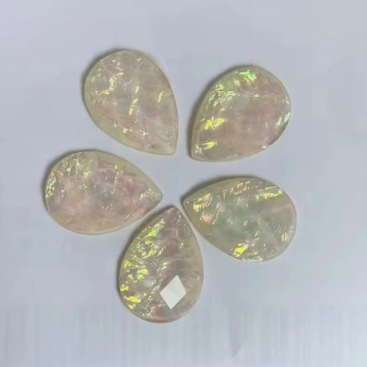 18*24mm White Opal Effect, Teardrop Sew on,  Resin Gem (Sold in Pair) Resin Gems