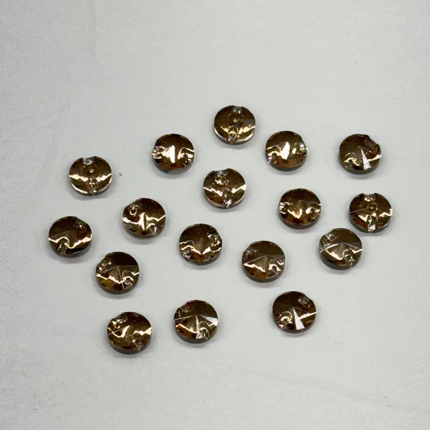 10mm Light Brown High Quality Rivoli, Sew on, Fancy Glass Gem (Sold in Pair) Fancy Glass Gems