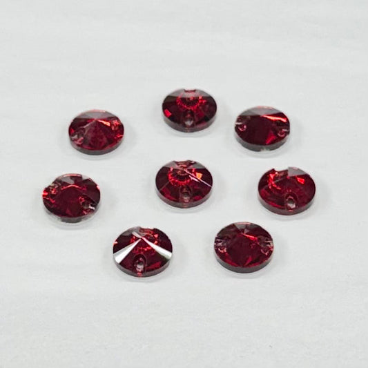 10mm Dark Siam Red Rivoli, Grade AAAA, Sew on, Fancy Glass Gem (Sold in Pair) Fancy Glass Gems