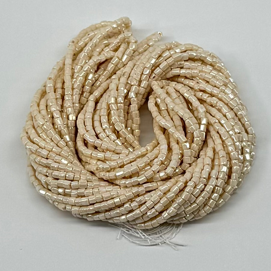 3 Cut 9/0 Beads Opaque White Eggshell Loose or Hank Tri-Cut Beads Preciosa