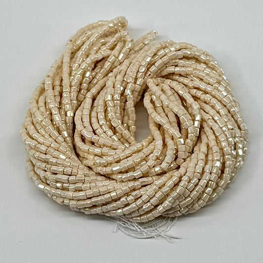 3 Cut 9/0 Beads Opaque White Eggshell Loose or Hank Tri-Cut Beads Preciosa