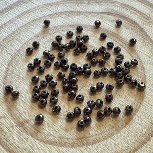 2*3mm Dark Brown Bronze Rondelle Beads Loose (3g) Sundaylace Creations & Bling