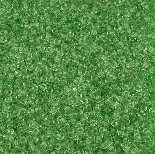 11/0 Green Solgel Crystal Dyed Transparent, Preciosa Seed Bead (22g) 11/0 Preciosa Seed Beads