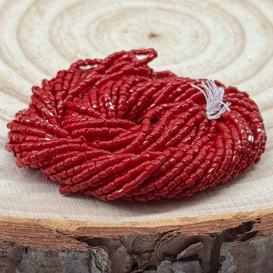 3 Cut 9/0 Beads Opaque Dark Red *HANK Tri-Cut Beads Preciosa