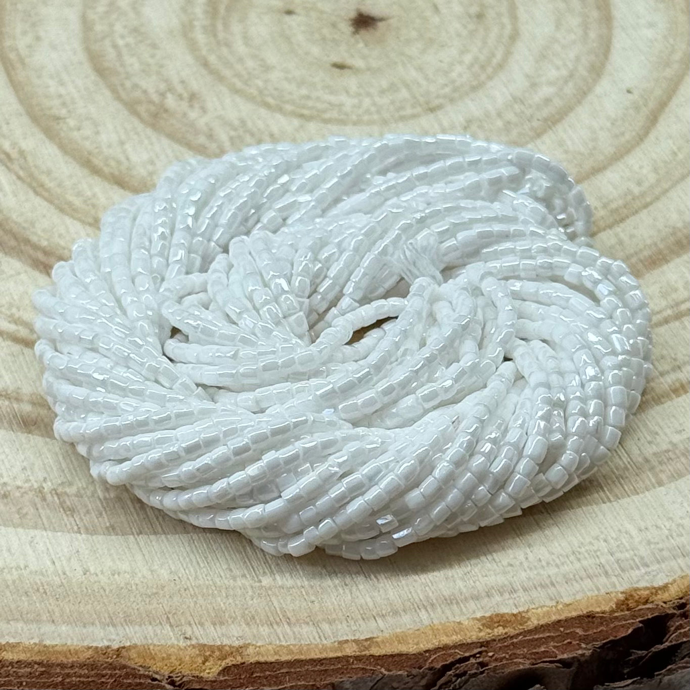 3 Cut 9/0 Beads, White Luster Opaque *Hank* Tri-Cut Beads Preciosa