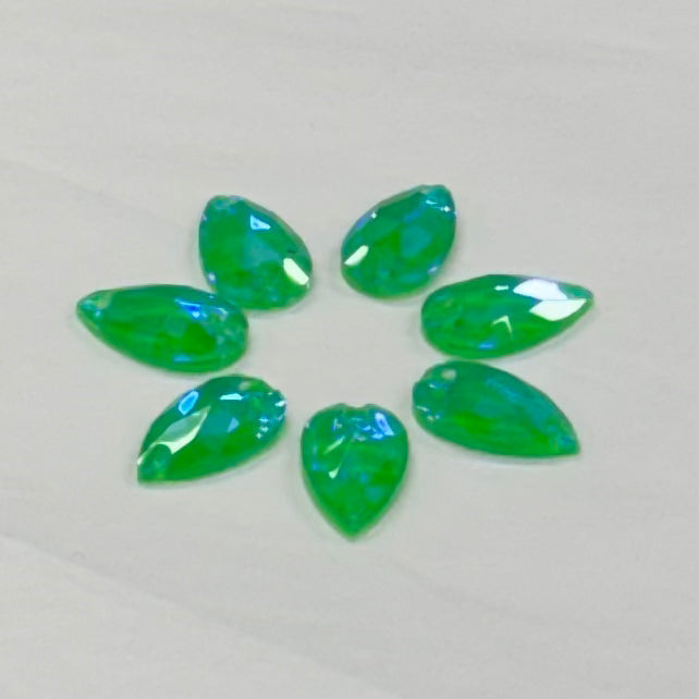 13*22mm Green Mocha Teardrop, Sew on,  Fancy Glass Gems (Sold in Pair) Fancy Glass Gems
