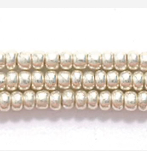 11/0 Metallic Silver,  Preciosa Seed Bead * Hank (11sb812) 11/0 Preciosa Seed Beads