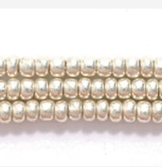 11/0 Metallic Silver,  Preciosa Seed Bead * Hank (11sb812) 11/0 Preciosa Seed Beads
