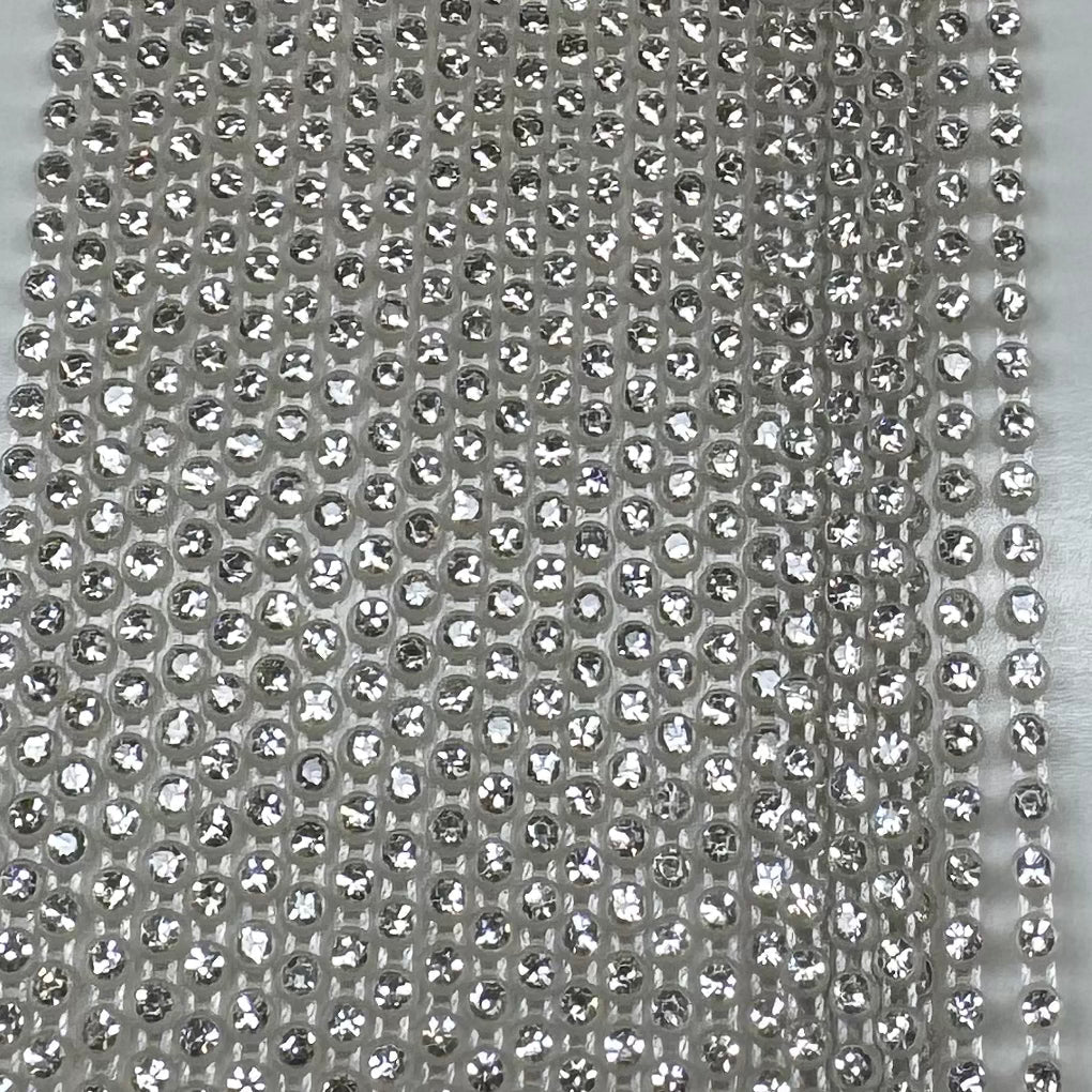 Ss8 Clear on Transparent Plastic Rhinestone Banding, Crystal Lane Brand, Sold by yard Plastic Rhinestone Chain