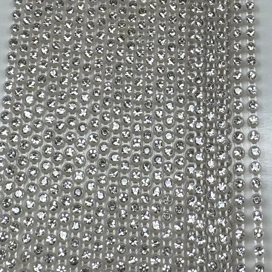 Ss8 Clear on Transparent Plastic Rhinestone Banding, Crystal Lane Brand, Sold by yard Plastic Rhinestone Chain