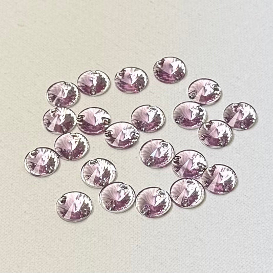 12mm Amethyst Round Rivoli, sew on, Resin Gem (Sold in Pair) Resin Gems