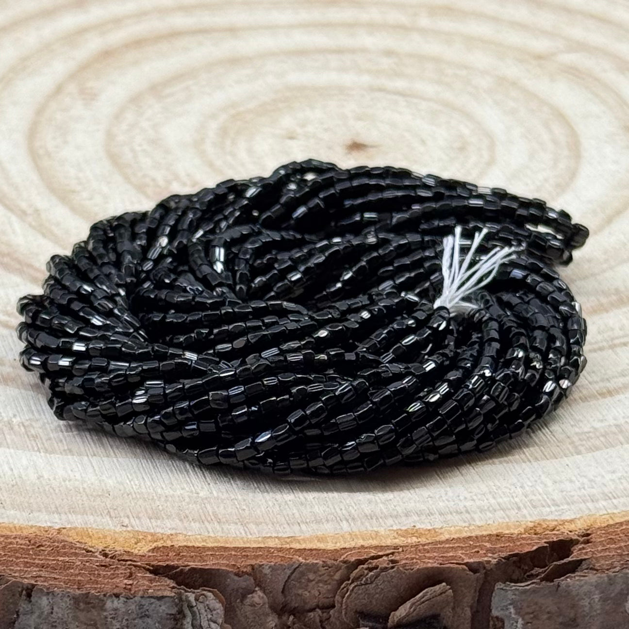 3 Cut 9/0 Beads Opaque Black, Hank Tri-Cut Beads Preciosa