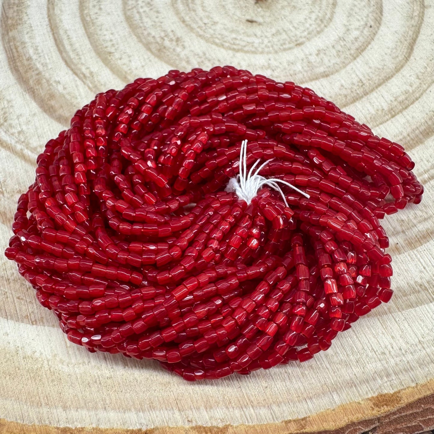 3 Cut 9/0 Beads RED Satin Preciosa *Limited time Hank *RARE* Tri-Cut Beads Preciosa