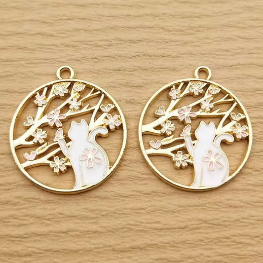 25mm Cat Pendent Charm (Sold in Pair) Sundaylace Creations & Bling