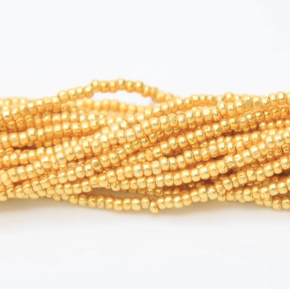 13/0 Charlotte Cut Czech Seed Bead- Metallic Gold *HANK Czech Preciosa Charlotte Cut Seedbeads