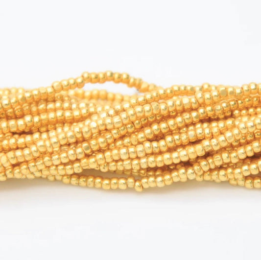 13/0 Charlotte Cut Czech Seed Bead- Metallic Gold *HANK Czech Preciosa Charlotte Cut Seedbeads