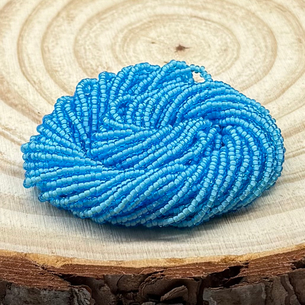 10/0 White Lined Aqua, Preciosa Seed Bead *Hank 10/0 Preciosa Seed Beads