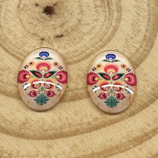 Heirloom Floral Resin Gems, Beige Backdrop (Sold in Pair) Sundaylace Creations & Bling
