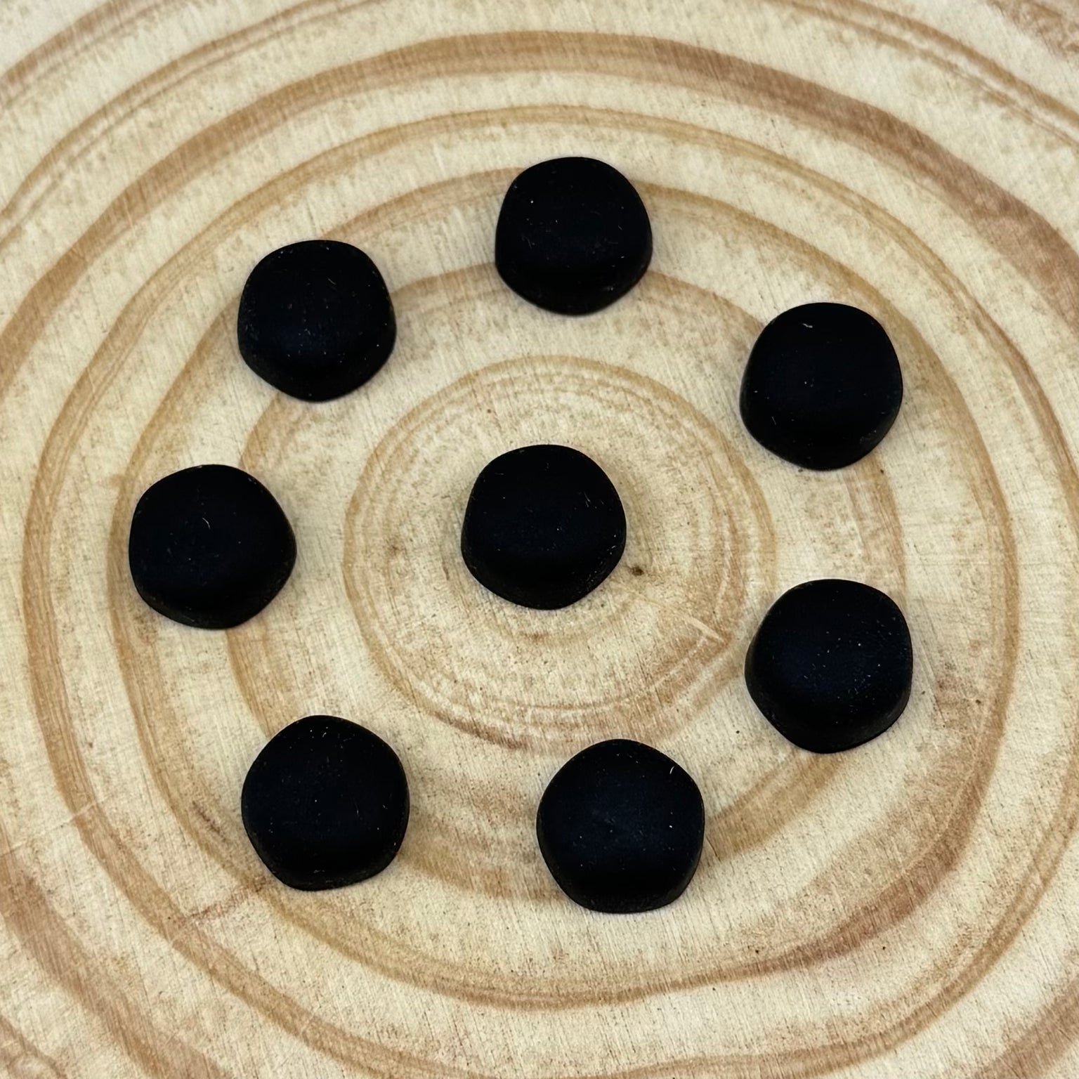 15mm Black Tumbled Textured Matte Dome Round, Glue on, Resin Gems (Sold in Pair) Resin Gems