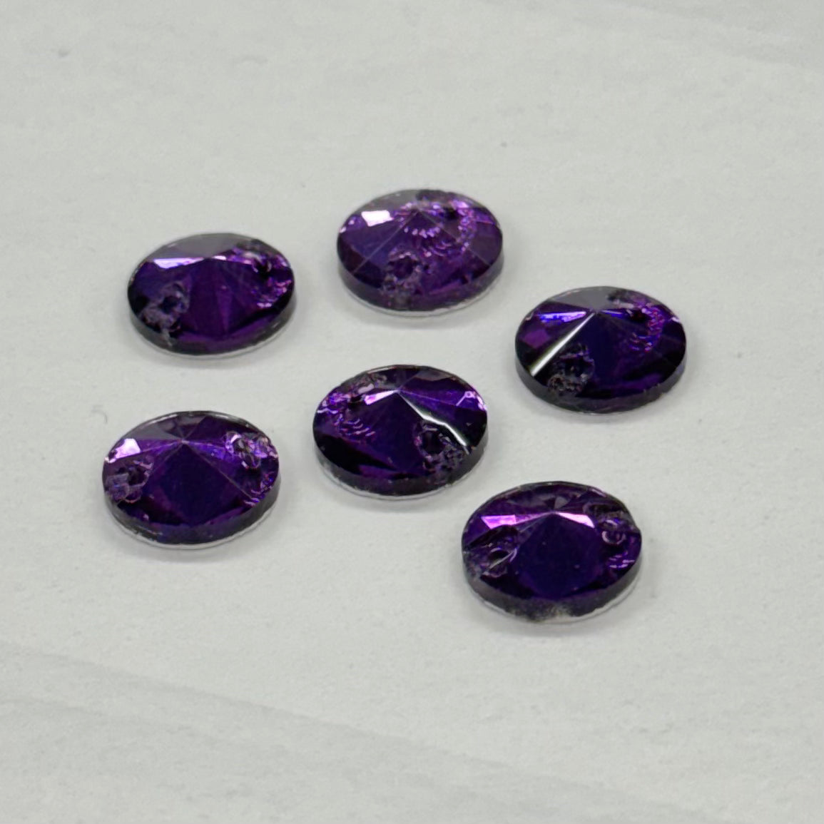 10mm Purple High Quality Rivoli, Sew on, Fancy Glass Gem (Sold in Pair) Fancy Glass Gems