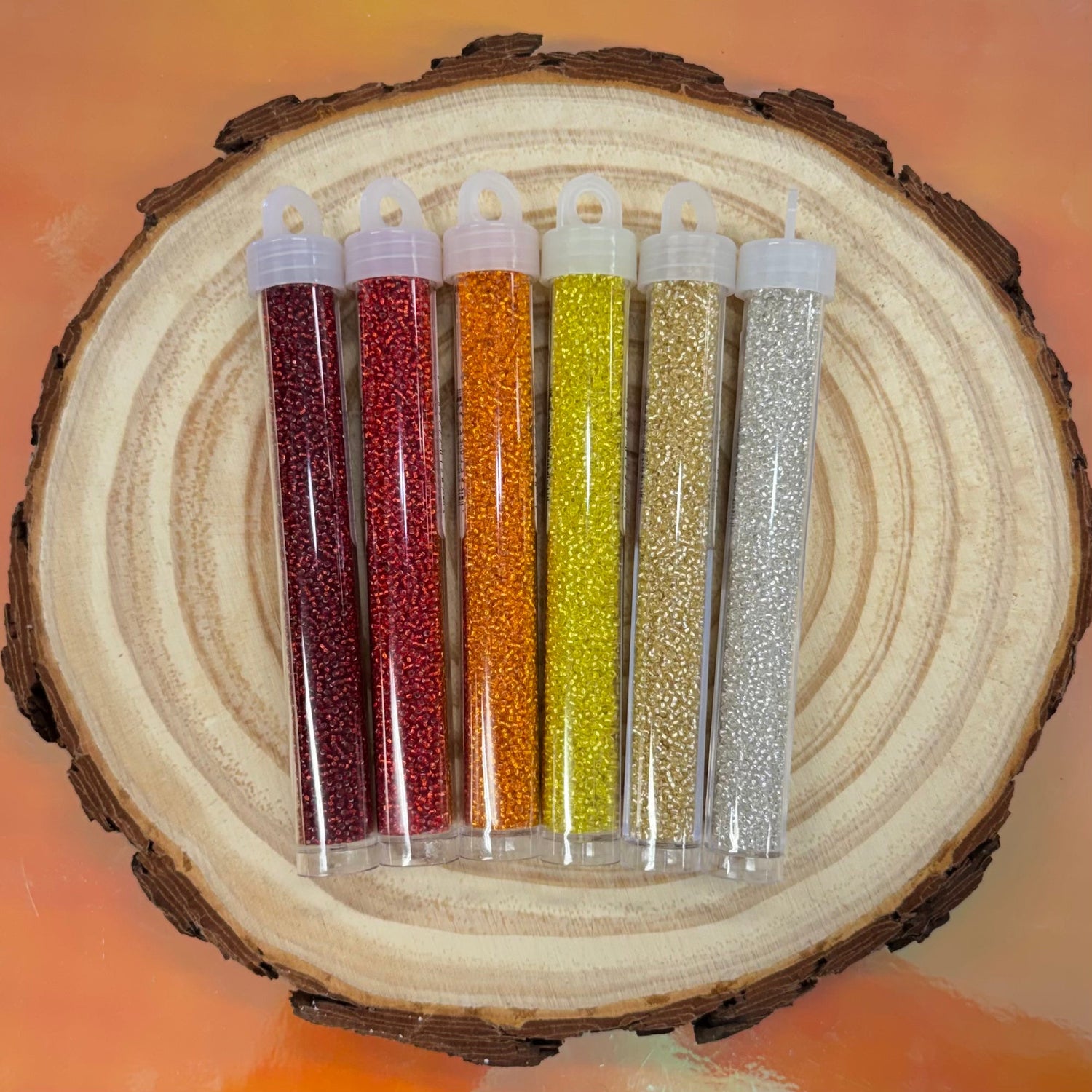 “Blazing Ember” 15/0 Miyuki Seed Bead Silver Lined x 6, Promotions Sundaylace Creations & Bling