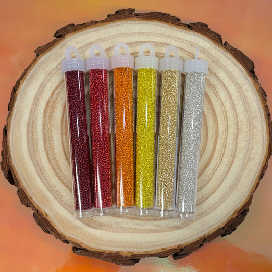 “Blazing Ember” 15/0 Miyuki Seed Bead Silver Lined x 6, Promotions Sundaylace Creations & Bling