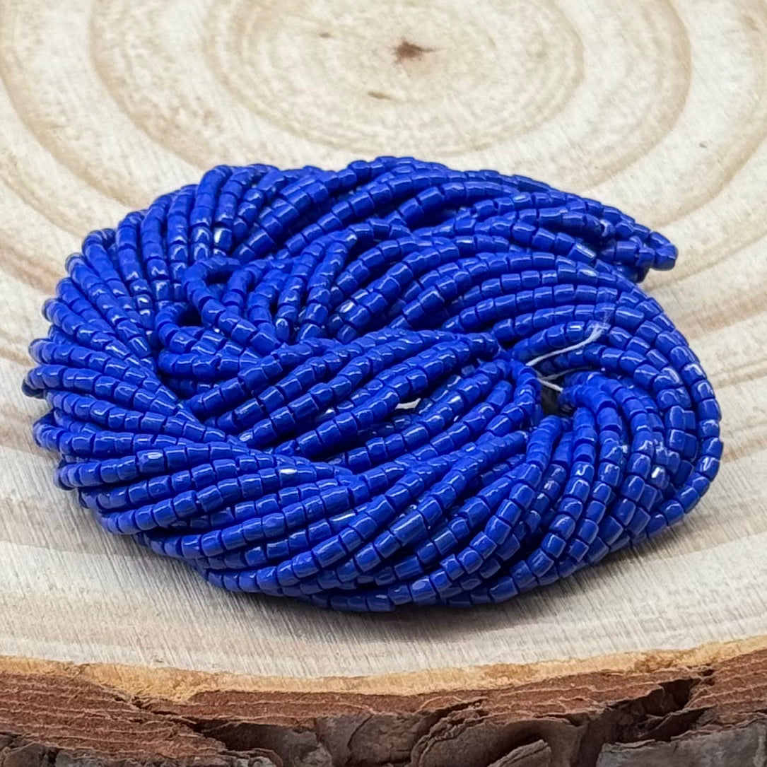 3 Cut 9/0 Beads Medium Blue Opaque *Hank Tri-Cut Beads Preciosa