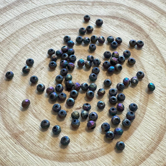 2*3mm Frosted Rainbow Rondelle Beads Loose (3g) Sundaylace Creations & Bling