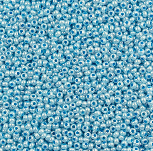 10/0 Aqua Blue Pearl Opaque Dyed, Preciosa Seed Beads (22g) 10/0 Preciosa Seed Beads