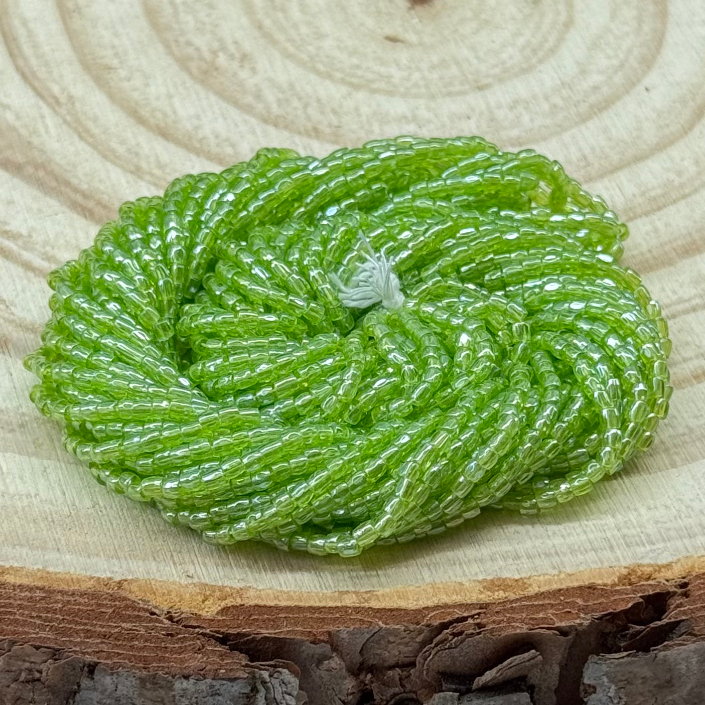 3 Cut 9/0 Beads Opaque Pale Green LUSTER Transparent *Hank Tri-Cut Beads Preciosa