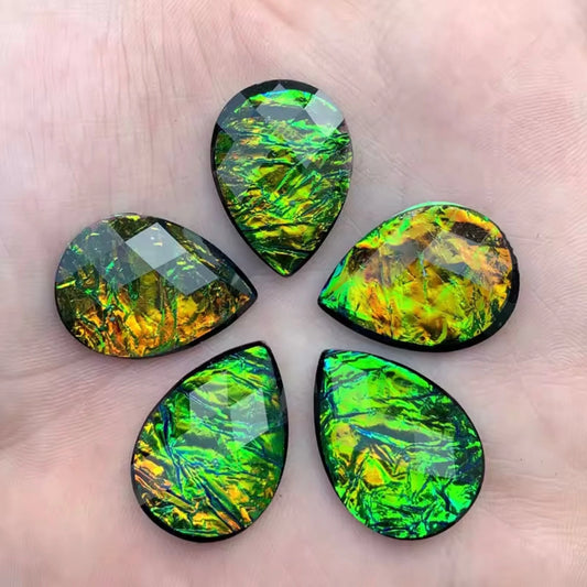 18*24mm Black Opal Effect, Teardrop Sew on,  Resin Gem (Sold in Pair) Resin Gems