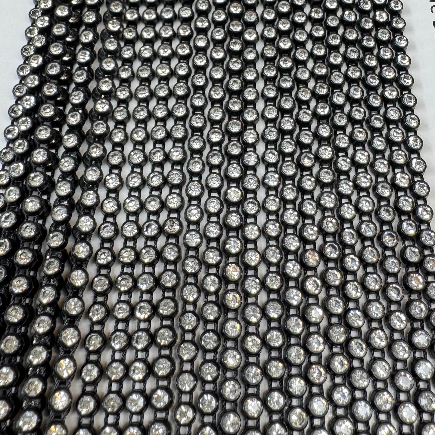 Ss8 Clear on Black Plastic Rhinestone Banding, Crystal Lane Brand, Sold by yard Plastic Rhinestone Chain
