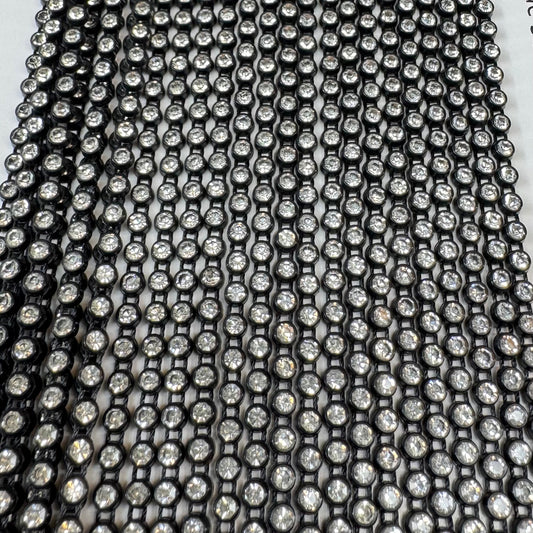 Ss8 Clear on Black Plastic Rhinestone Banding, Crystal Lane Brand, Sold by yard Plastic Rhinestone Chain