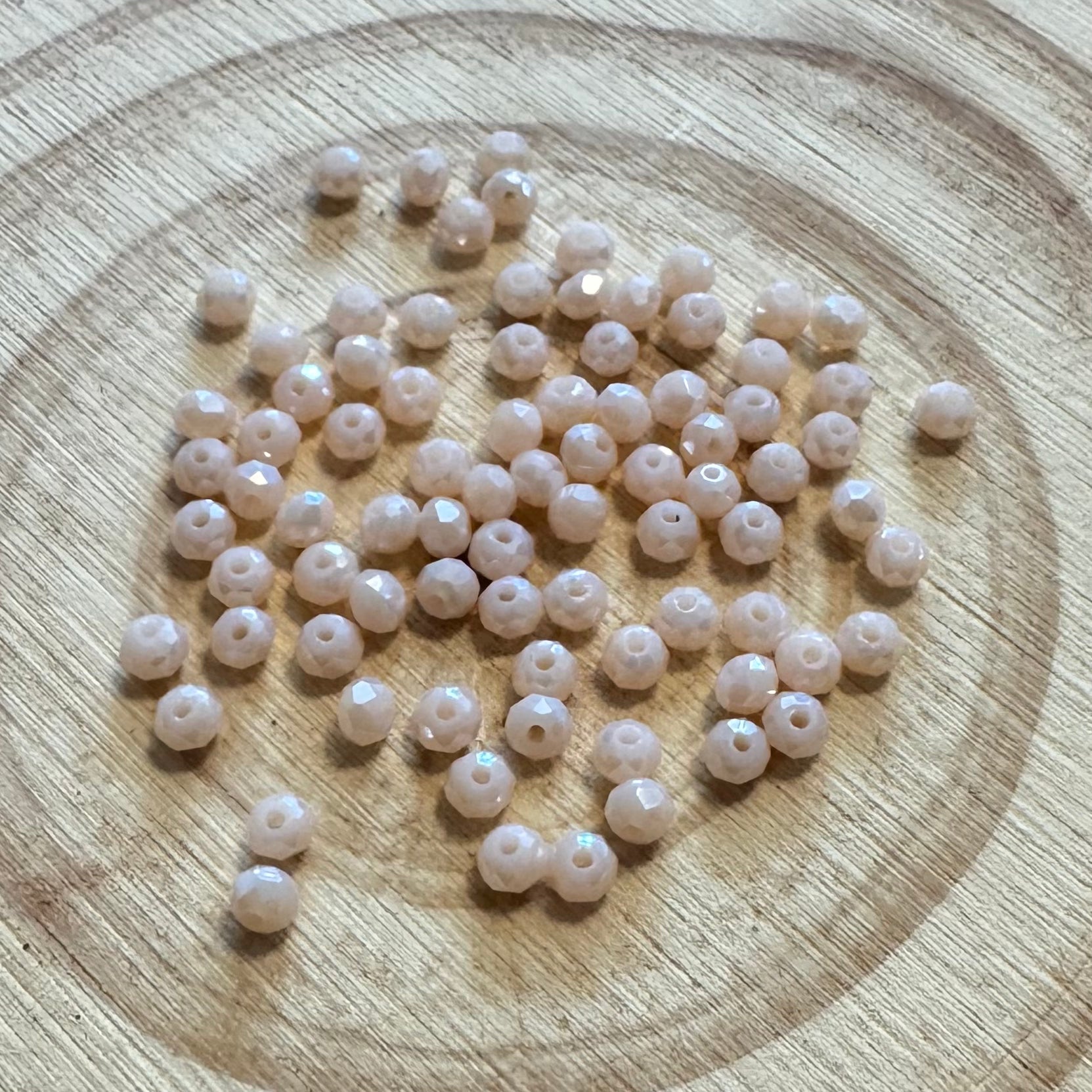 2*3mm Beige Ivory AB Rondelle Beads Loose (3g) Sundaylace Creations & Bling