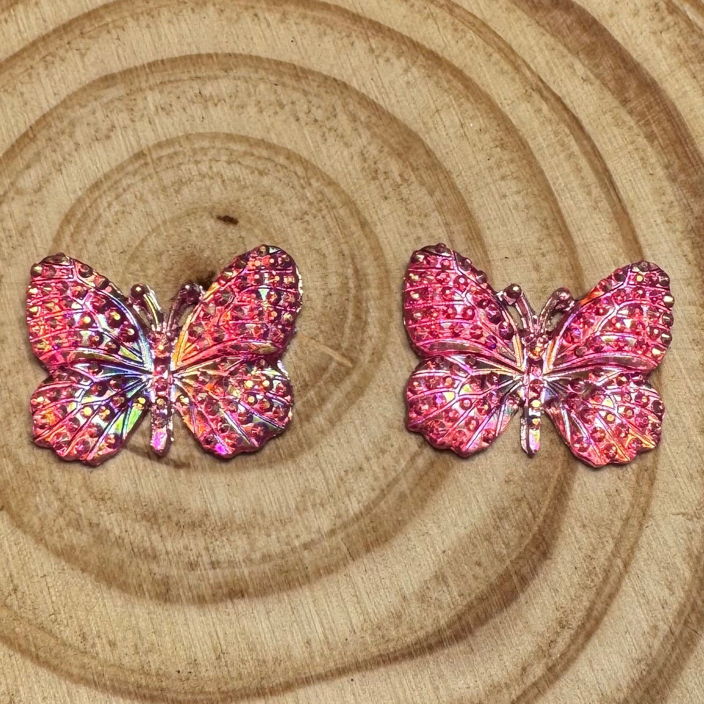 30*23mm Dark Pink Butterfly, Glue On, Resin Gem (Sold in Pair) Sundaylace Creations & Bling
