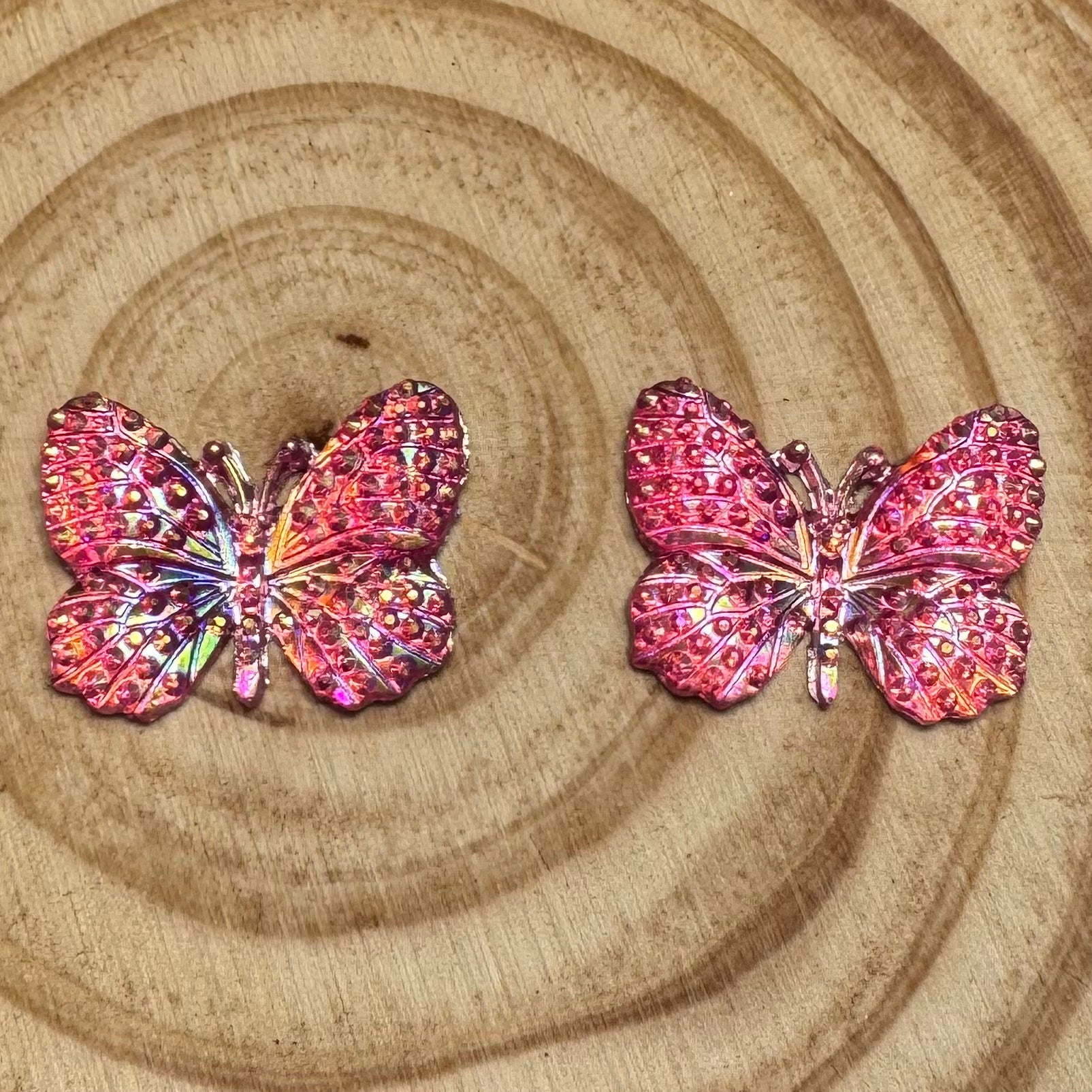 30*23mm Dark Pink Butterfly, Glue On, Resin Gem (Sold in Pair) Sundaylace Creations & Bling
