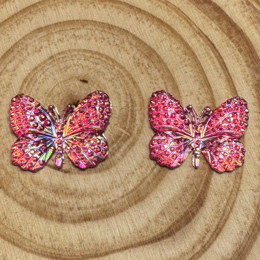 30*23mm Dark Pink Butterfly, Glue On, Resin Gem (Sold in Pair) Sundaylace Creations & Bling