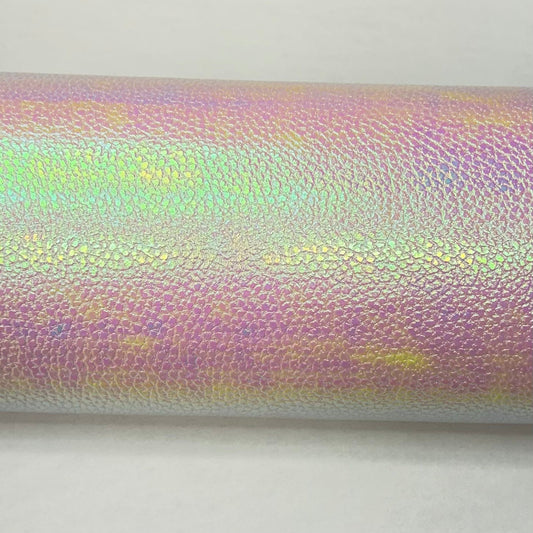 20*33cm Holographic Textuxe White Smooth Long Leatherette Sheet, Basics Leatherette
