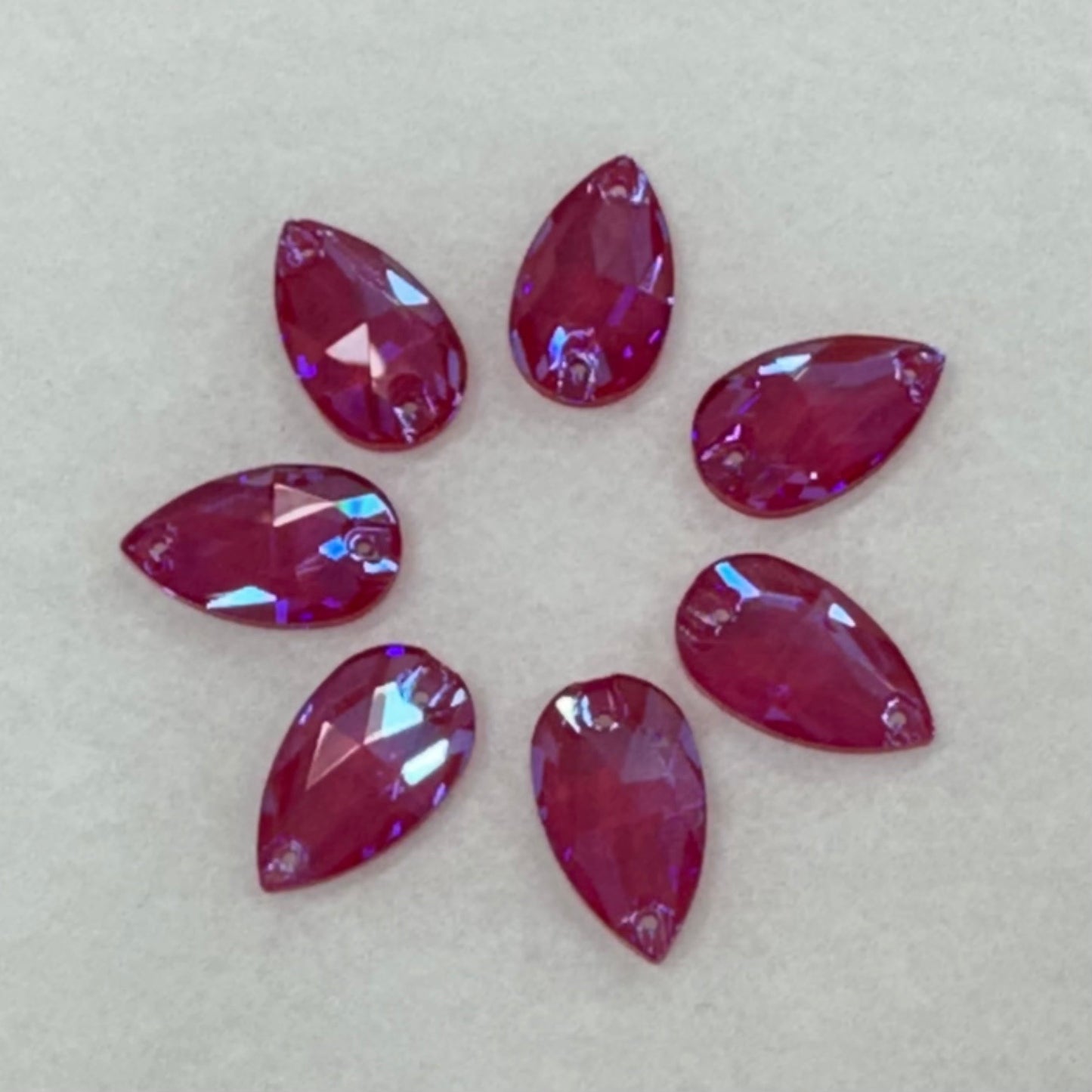 11*18mm Mocha Rose Teardrop, Sew on, Glass Gem (Sold in Pair) Glass Gems