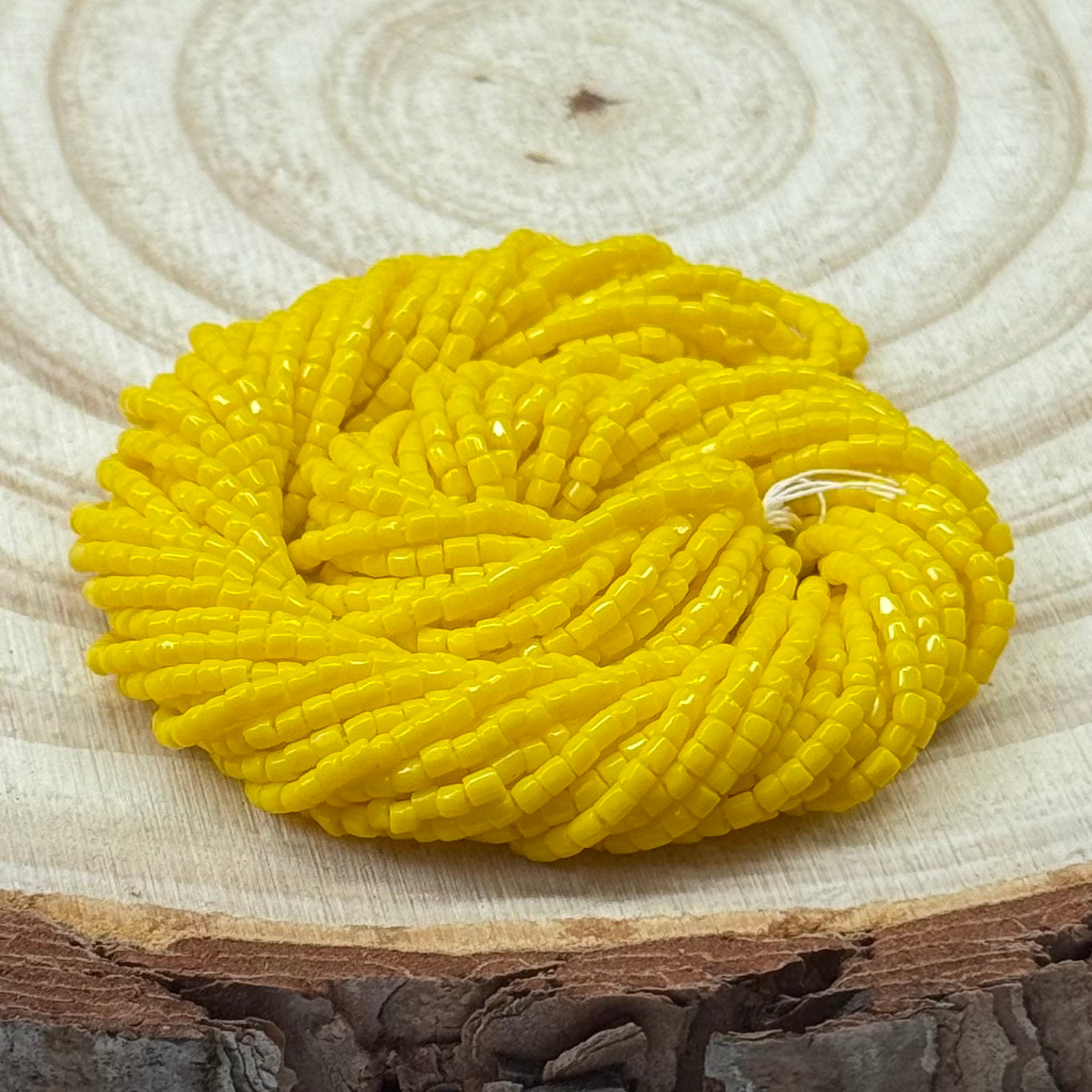 3 Cut 9/0 Beads Opaque Yellow Lemon Strung *Hank or LOOSE Tri-Cut Beads Preciosa