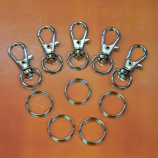32*12mm Silver Swivel Lobster Claw Clasp, Lanyard Snap Hook, 5 Findings Sundaylace Creations & Bling